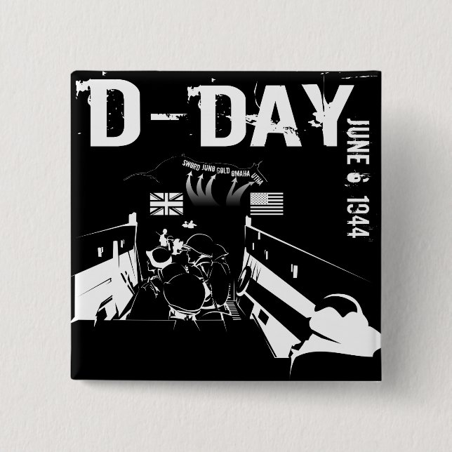 Bóton Quadrado 5.08cm DIA 6 de junho de 1944 (Frente)