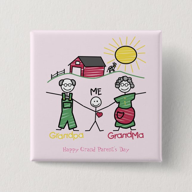 Bóton Quadrado 5.08cm Dia com o dos Avós... (Frente)