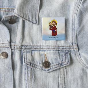Bóton Quadrado 5.08cm Dia da Festa de São Cristóvão Santo