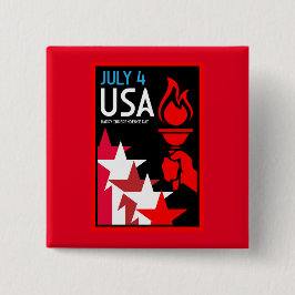 Bóton Quadrado 5.08cm Dia da Independência Americana