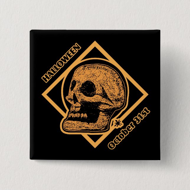 Bóton Quadrado 5.08cm Dia das Bruxas 31 de outubro (Frente)