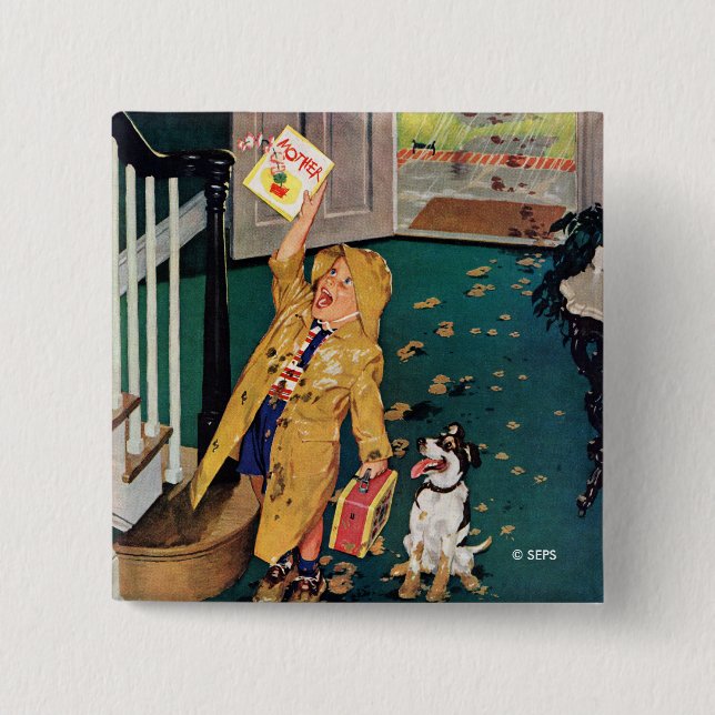 Bóton Quadrado 5.08cm Dia das mães feliz (Frente)