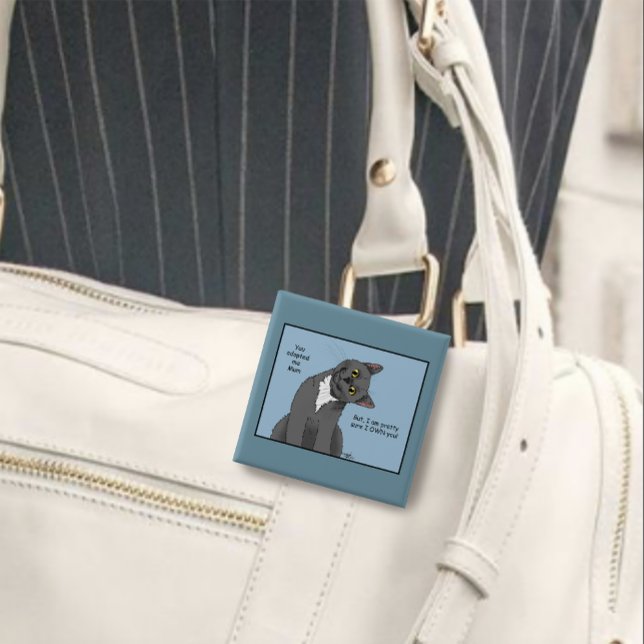 Bóton Quadrado 5.08cm Dia de as mães de Adoção de Mães Cat (Criador carregado)