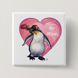 Bóton Quadrado 5.08cm Dia de os namorados de pinguins