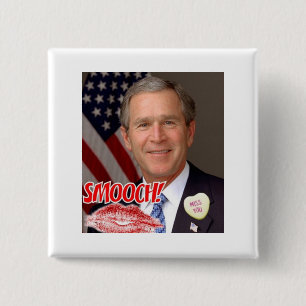 Bóton Quadrado 5.08cm Dia de os namorados George Bush