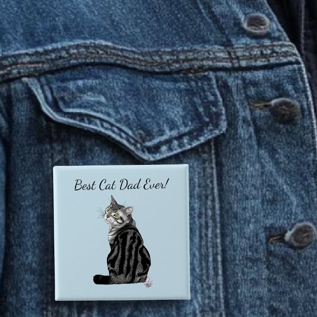 Bóton Quadrado 5.08cm Dia de os pais Silver Tabby (Criador carregado)