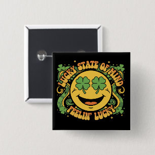 Bóton Quadrado 5.08cm Dia de São Patrício Retro Cara Sorridente Estado S