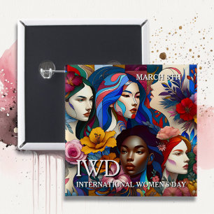 Bóton Quadrado 5.08cm Dia Internacional da Mulher