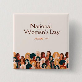 Bóton Quadrado 5.08cm Dia Nacional da Mulher Beige Elegante