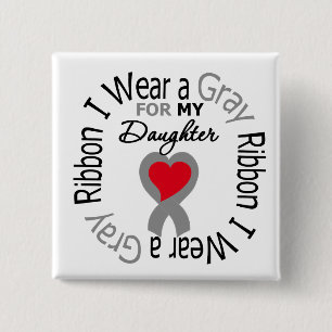 Bóton Quadrado 5.08cm Diabetes I Wear Gray Ribbon For My Daughter