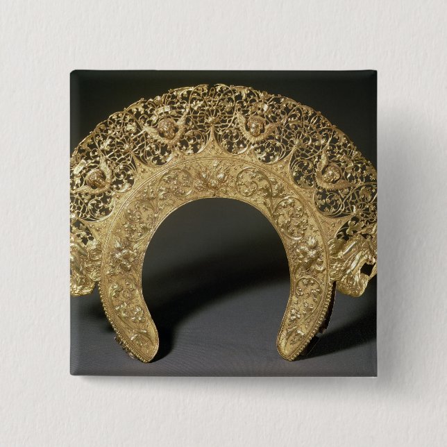 Bóton Quadrado 5.08cm Diadem do russo com trabalho filigrana (Frente)