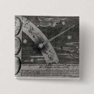 Bóton Quadrado 5.08cm Diagrama astrológico do cometa