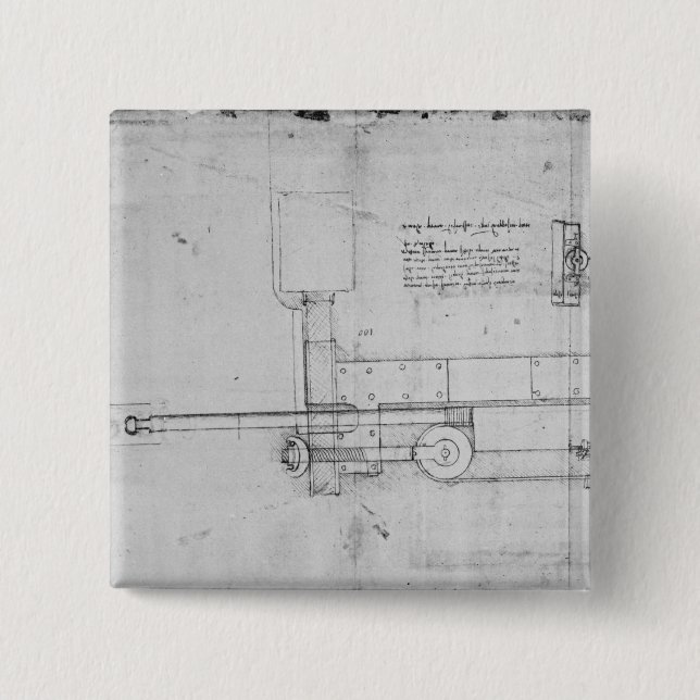 Bóton Quadrado 5.08cm Diagrama de um parafuso mecânico (Frente)