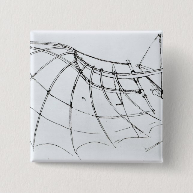 Bóton Quadrado 5.08cm Diagrama de uma asa mecânica (Frente)