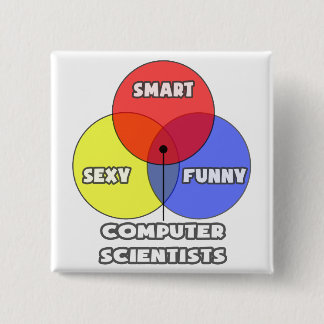 Bóton Quadrado 5.08cm Diagrama Venn.. Cientistas da computação