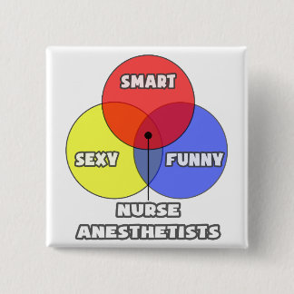 Bóton Quadrado 5.08cm Diagrama Venn.. Enfermeiros Anestesistas