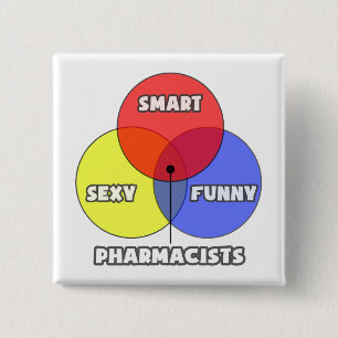 Bóton Quadrado 5.08cm Diagrama Venn... Farmacêuticos