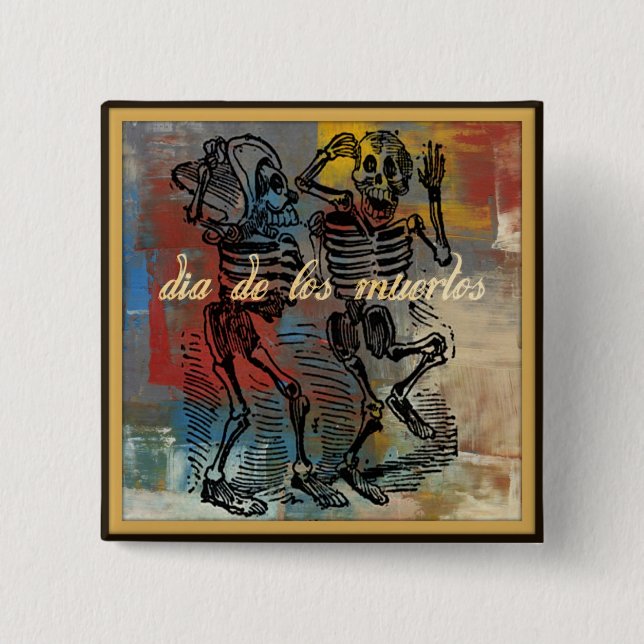 Bóton Quadrado 5.08cm Diâmetro de los muertos Botão (Frente)