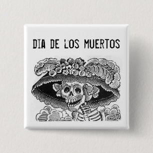 Bóton Quadrado 5.08cm Diâmetro de los muertos Botão