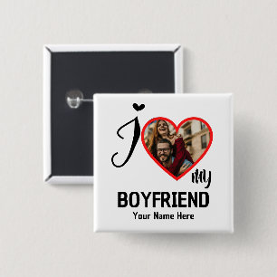 Bóton Quadrado 5.08cm Dias de os namorados Personalizados Foto do Coraçã