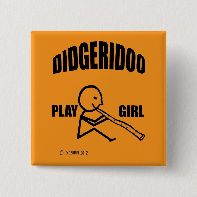 Bóton Quadrado 5.08cm Didgeridoo Play Girl (Frente)