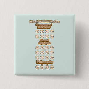 Bóton Quadrado 5.08cm Digrafias, Triógrafos aprendendo fonias em inglês