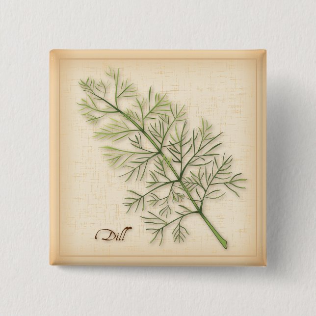 Bóton Quadrado 5.08cm Dill Herb Button (Frente)