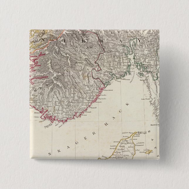 Bóton Quadrado 5.08cm Dinamarca, Noruega (Frente)