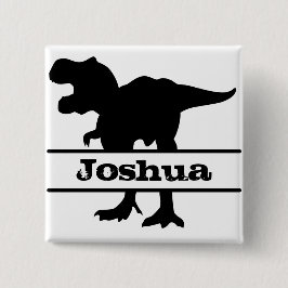 Bóton Quadrado 5.08cm Dinosaur Personalized Name Tag