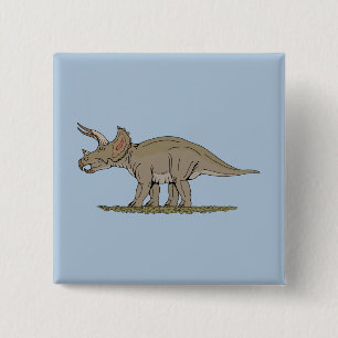 Bóton Quadrado 5.08cm Dinossauro Cretáceo Tricerátops