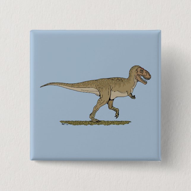Bóton Quadrado 5.08cm Dinossauro Cretáceo Tyrannosaurus rex (Frente)
