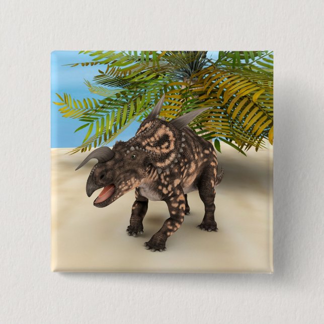 Bóton Quadrado 5.08cm Dinossauro Einiosaurus (Frente)