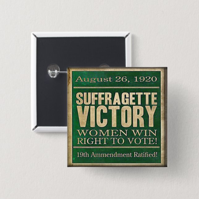 Bóton Quadrado 5.08cm Direito histórico do Pin do Suffragette de votar (Frente & Verso)