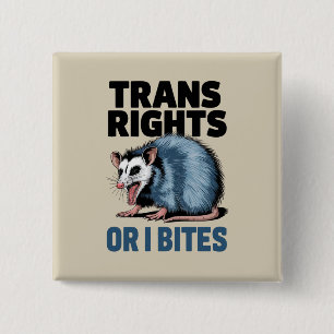 Bóton Quadrado 5.08cm Direitos Trans Ou I Morde Orgulho Lgbtq Engraçado 