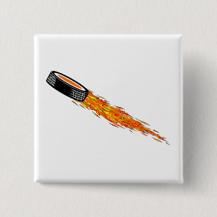 Bóton Quadrado 5.08cm Disco de hóquei flamejante