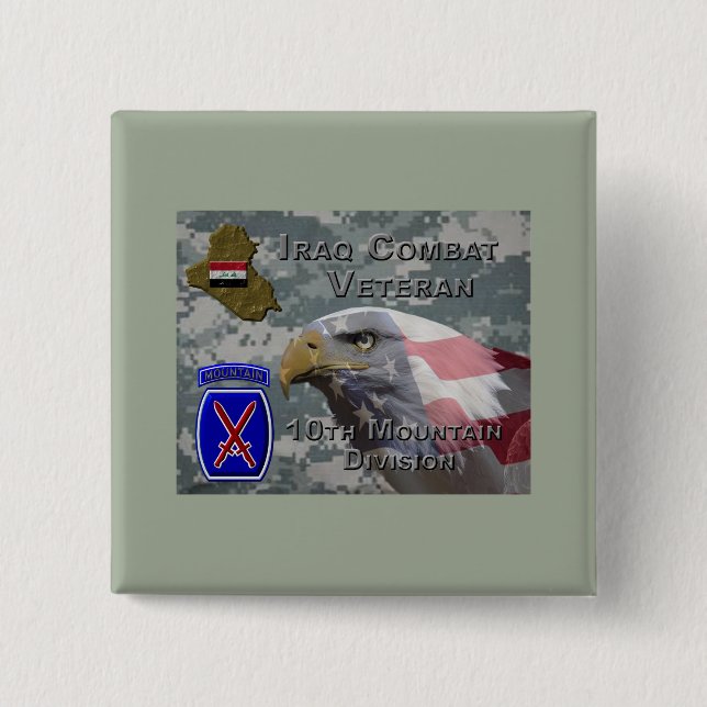 Bóton Quadrado 5.08cm Div Iraque Combate Veterano (Frente)