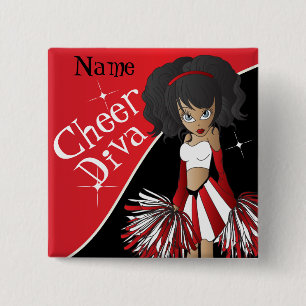 Bóton Quadrado 5.08cm Diva Cheerleader em Vermelho