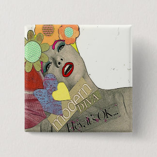 Bóton Quadrado 5.08cm Diva moderna do vintage