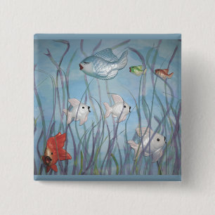 Bóton Quadrado 5.08cm diversão com peixe chalkware