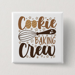 Bóton Quadrado 5.08cm Diversão Cookie Baking Crew Design