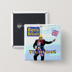 Bóton Quadrado 5.08cm Divertimento Boris gráfico Johnson Brexit da