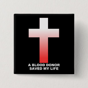 Bóton Quadrado 5.08cm Doador de Sangue Cristão Jesus Salvou Minha Vida