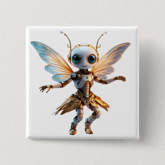 Bóton Quadrado 5.08cm Doce Menina Formiga Robô Pixie Dançarina (Frente)