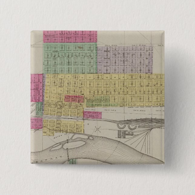 Bóton Quadrado 5.08cm Dodge City, Ford County, Kansas (Frente)