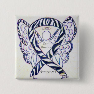 Bóton Quadrado 5.08cm Doenças Raras Sensibilização Anjo Fita Pin
