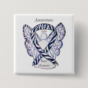 Bóton Quadrado 5.08cm Doenças Raras Sensibilização Anjo Fita Pin