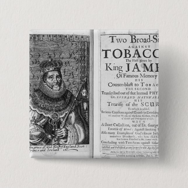 Bóton Quadrado 5.08cm 'Dois bordos contra o tabaco (Frente)