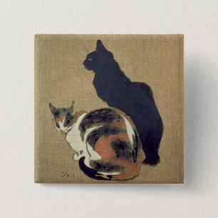 Bóton Quadrado 5.08cm Dois gatos, 1894