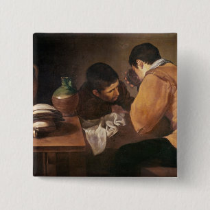 Bóton Quadrado 5.08cm Dois homens na mesa, c.1620-21
