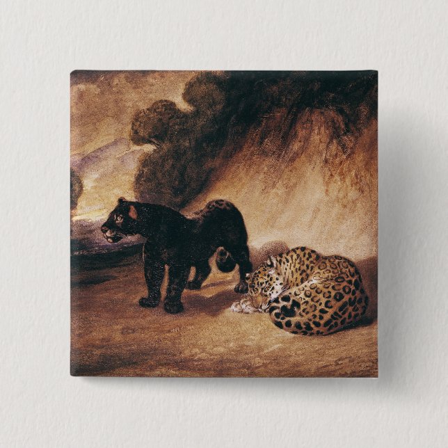 Bóton Quadrado 5.08cm Dois jaguares de Peru (Frente)